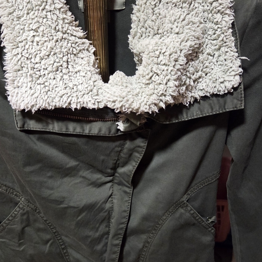 Marrakech for Anthropologie Moto Jacket with Removable Sherpa Collar XS Green - Picture 7 of 7